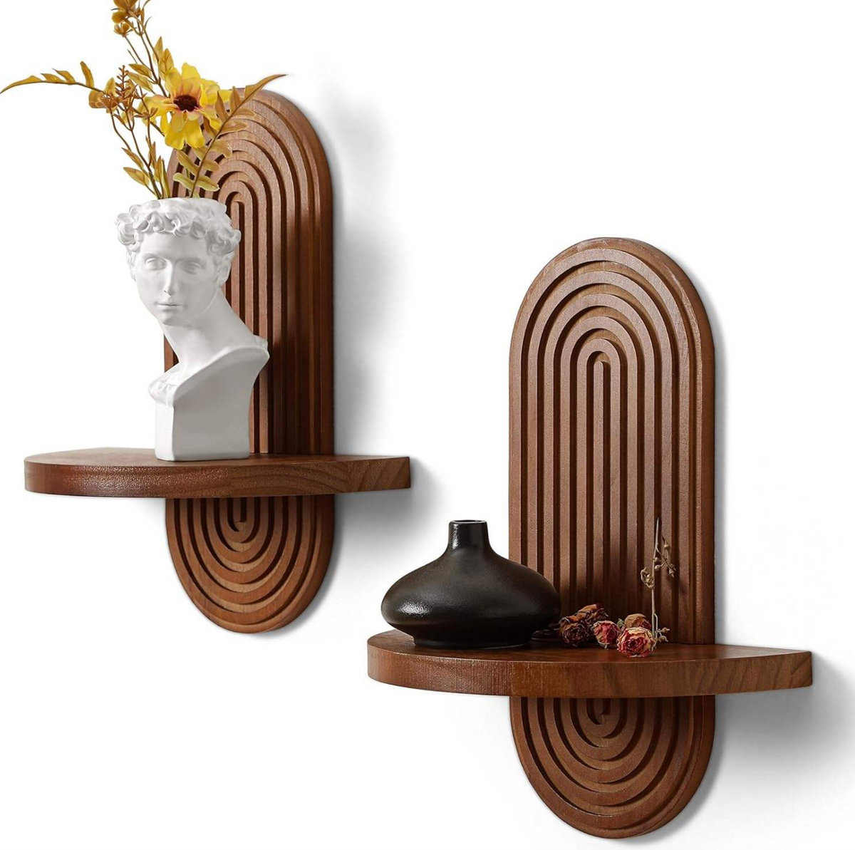 Modern Arched Wooden Wall Shelf – Elegant Decorative Storage