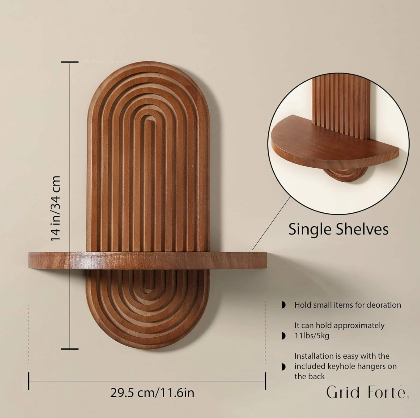 Modern Arched Wooden Wall Shelf – Elegant Decorative Storage