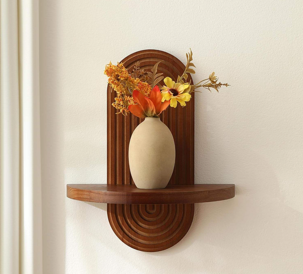 Modern Arched Wooden Wall Shelf – Elegant Decorative Storage