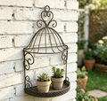 Vintage Metal Wall-Mounted Hanging Shelf – Rustic Iron Display Organizer