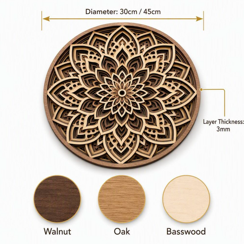 3D Laser-Cut Mandala Wall Art – Intricate Decorative Bohemian Home Accent