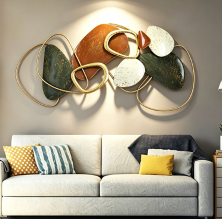 Modern Metal Wall Art – Elegant Geometric Decorative Statement Piece
