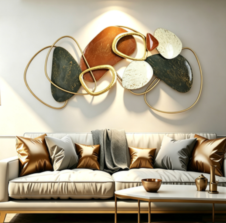 Modern Metal Wall Art – Elegant Geometric Decorative Statement Piece