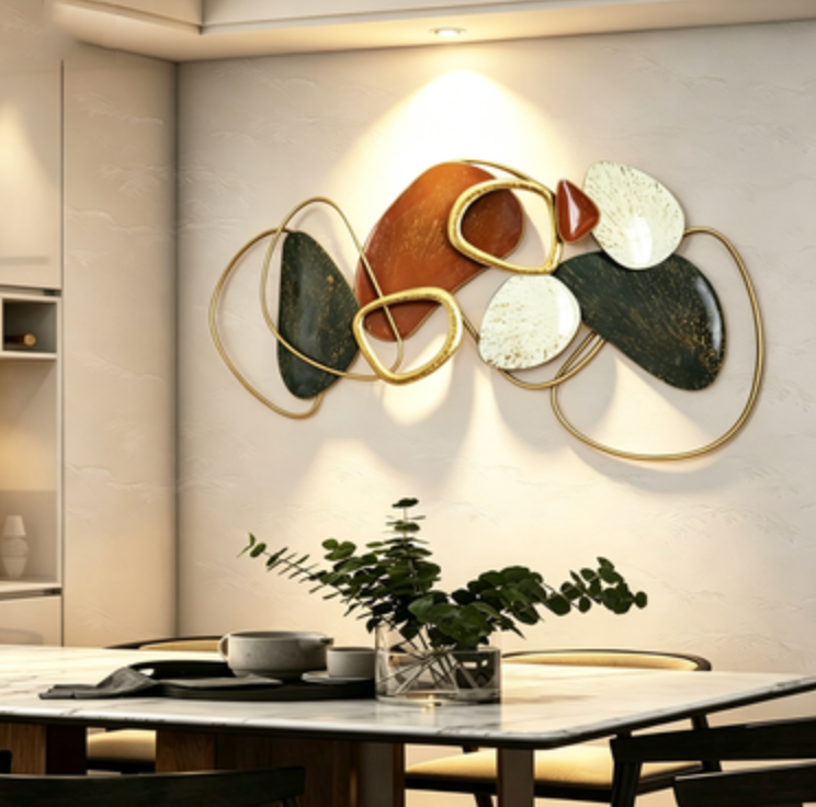 Modern Metal Wall Art – Elegant Geometric Decorative Statement Piece