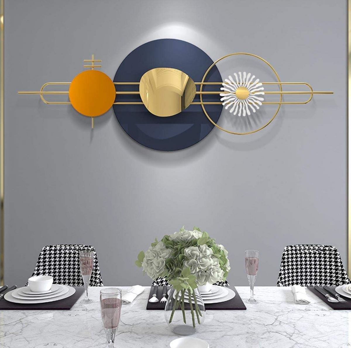 Multicolor Metal Wall Art – Modern Abstract Bedroom Decorative Accent