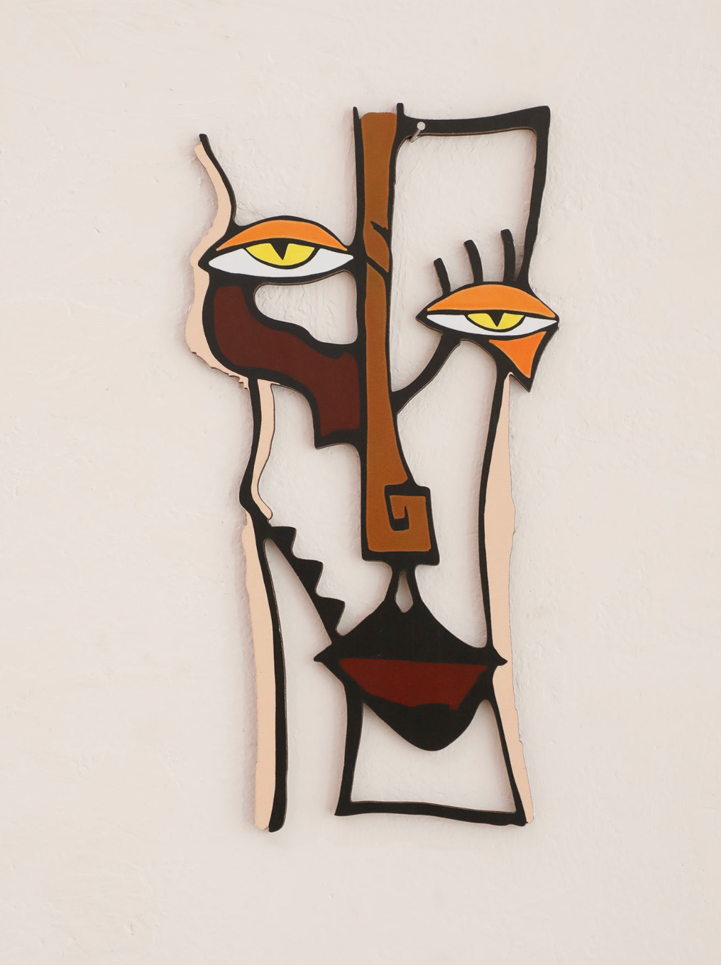 Abstract Face Wooden Wall Art – Modern Artistic Hanging Décor