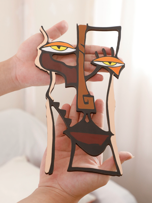 Abstract Face Wooden Wall Art – Modern Artistic Hanging Décor
