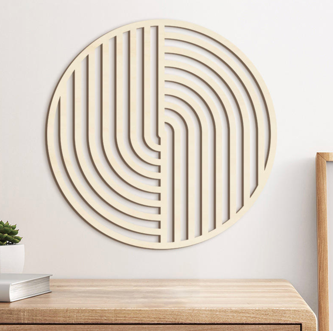 Minimalist Geometric Wooden Wall Art – Modern Abstract Decorative Accent